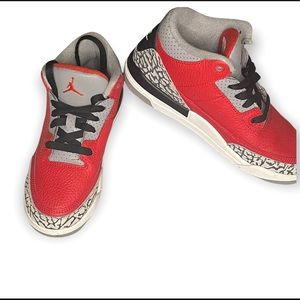 JORDAN 3 RED CEMENT SNEAKERS